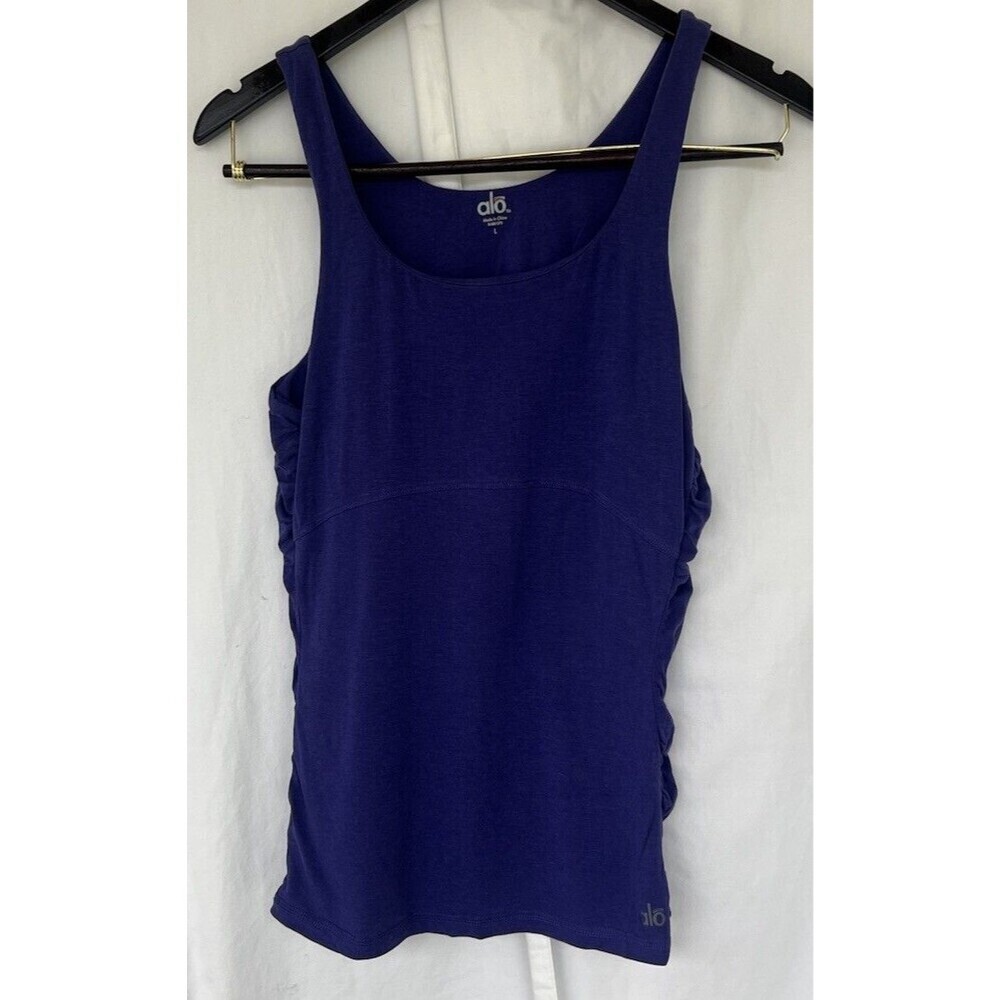 Alo Yoga Purple Tank Top Small Ruched Stretch Bamboo Blend Athleisure Whimsigoth